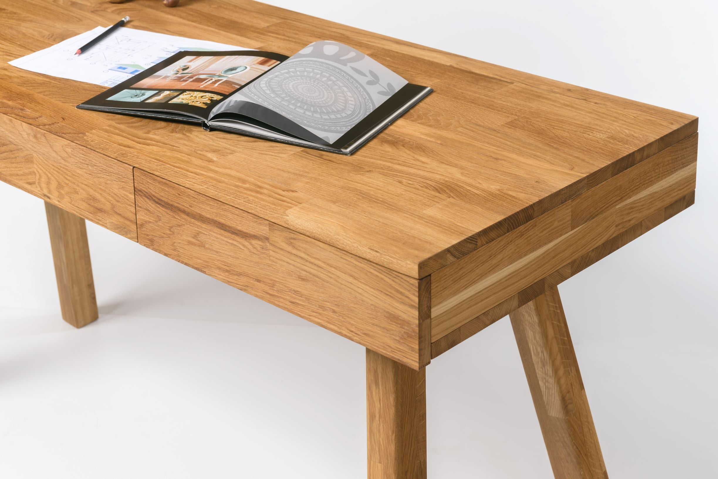 NordicStory Mesa Oficina Escritorio de Madera Maciza Roble Nordico